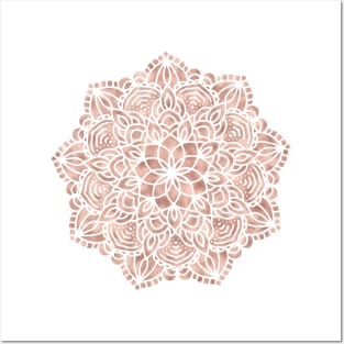 Pretty Rosegold Mandala Posters and Art